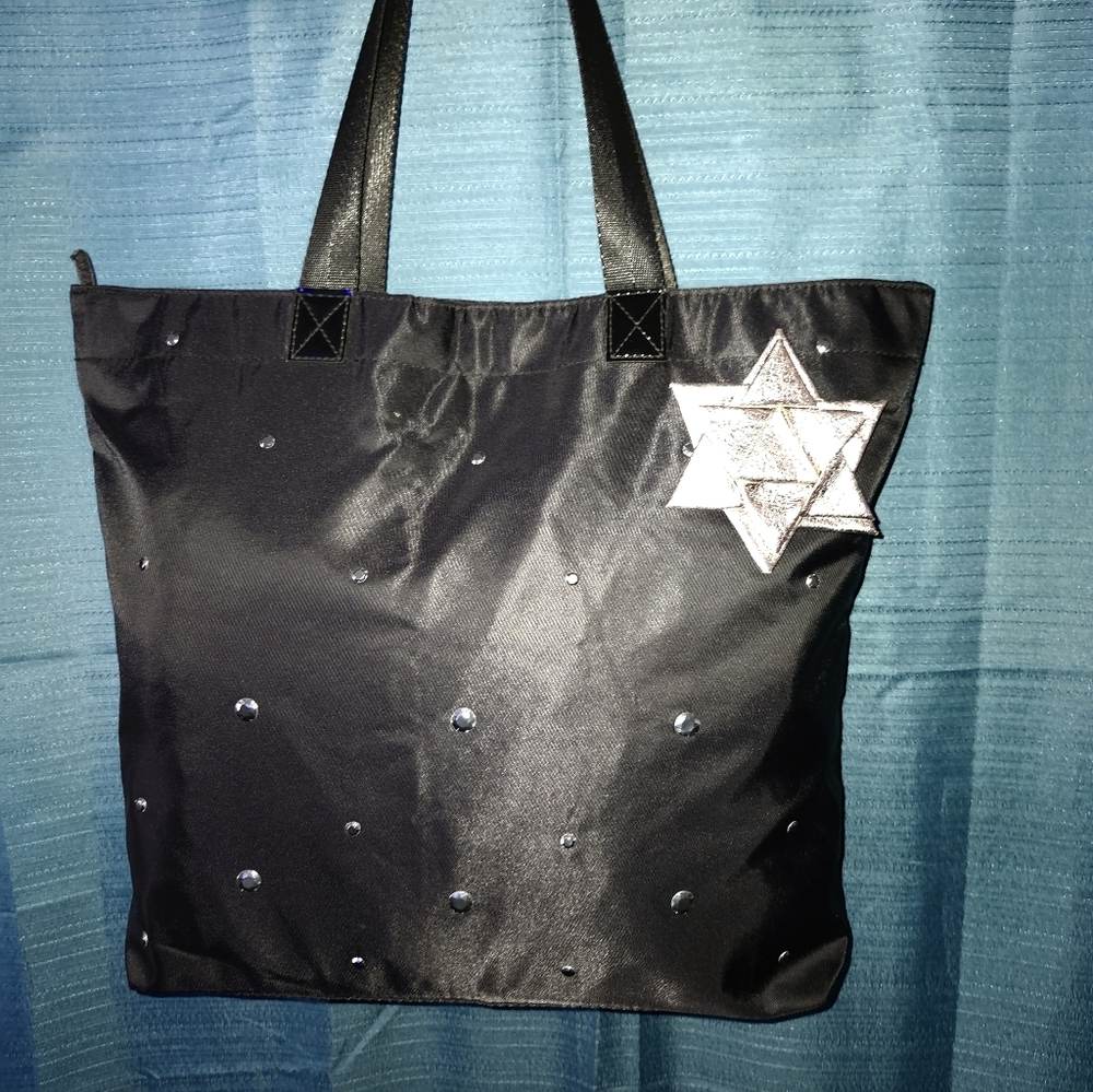 (3/$25) Black Tote w/ Silver Bow